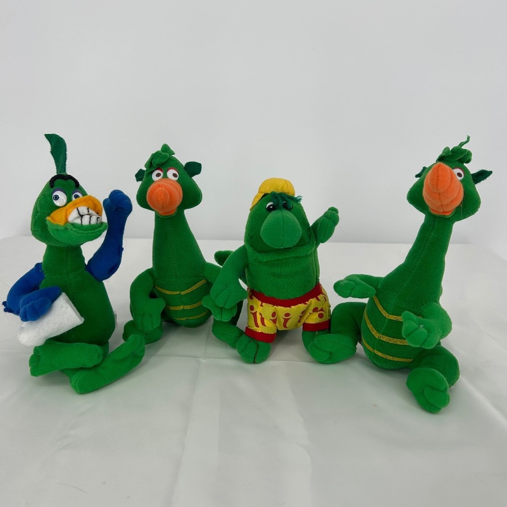 Chartwells Dinosaur Plush Mascot Set Green‎ Character 7-9" Retro Kidcore